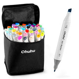 Ohuhu 40 Colors Dual Tips Permanent Marker Pens Art Markers for Kids, Highlighter Pen with Carrying