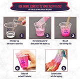 No Glue. Shake Slime Kit for Girls and Boys for 10 Kinds of Shaker Slime. No Mess. Just Add Water, Mix, and Shake. Includes Fun Toppings and Take-Home Storage Cups