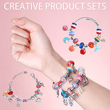 HAUTOCO 162PCS Charm Bracelet Making Kit Beads for Jewelry Making Kit DIY Crafts Gifts Set for Arts and Crafts for Girls Teens with a Portable Bracelet Organizer Box