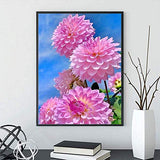 Pink Flowers 5D Diamond Painting by Number Kit,eniref Full Drill Embroidery Cross Stitch Picture Supplies Arts Craft Wall Sticker Decor 11.8x15.7 inch