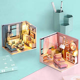DIY Doll Room Miniature Furniture Wooden House Kit - Wooden Dolls House with Furniture and Accessories - for Idea Suitable & Family and Children (A)