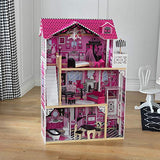 KidKraft Amelia Wooden Dollhouse with Elevator, Balcony and 15-Piece Accessories, Pink ,Gift for Ages 3+