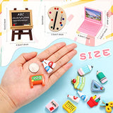 20 Pieces Doll School Supplies Dollhouse Mini Doll School Playset with Laptop Mini Doll Backpack Blackboard Miniature Books Palette Simulation Milk Bottle Ruler Pencil Toys for Doll Accessories Set