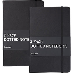 2 Pack Dotted Bullet Grid Journal - Hardcover Dot Grid Notebook, Premium Thick Paper Faux Leather with Fine Inner Pocket (5 x 8.25)