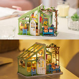 Rolife DIY Miniatures Dollhouse Kit, Miniature Greenhouse DIY Craft Kits for Adult to Build Tiny House Model, Birthday Gift for Friends (Spring Flowers' House)