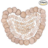 Wood Slices, 130Pcs Unfinished Natural Wood Circles for Crafts with 2.4"-2.8" Circle/Heart/Star