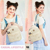 ZGWJ Mini Leather Backpack Purse Bowknot Small Backpack Cute Casual Travel Daypacks for Girls Women(3-Pieces) Beige