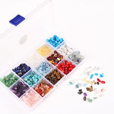 PLTbeads Natural Chips Stone Irregular 7-8mm Gemstone Beads 15 Multicolor With Box Set Value Pack