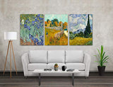 Britimes Van Gogh Canvas Wall Art for Living Room Bathroom Bedroom, Home Decor Rustic Oil Painting Canvas Print 3 Panels 12" X 16" Ready to Hang