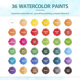 Watercolor Paint Set, Mogyann Watercolor Paints with 36 Colors Pigment and 2 Water Brush Pens, Ideal Watercolor Kit for Artists Students Kids Adult Beginners