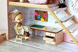 Miniature desk with drawers two legs and props. 1:12 scale dollhouse furniture