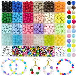 MontoSun Bracelet Beads Crystal Beads for Jewelry Making Kit Evil Eye Bracelets Kit Evil Eye Beads Kit 24 Color Round Beads for Bracelets Making Kit Acrylic Heart Letter Beads Suitable for Starter Kit