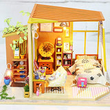 Dollhouse Miniature with Furniture, DIY Wooden Doll House Kit Simple-Style Plus Dust Cover and Music Movement, 1:24 Scale Creative Room Idea Best Gift for Children Friend Lover (Walk with You)