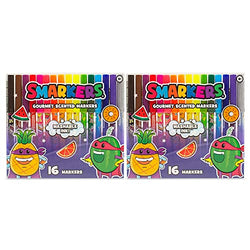 Smarkers (2 Pack) - Washable Scented Markers, Assorted Colors, Standard Point Felt Tip, 16 Count