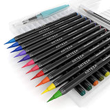 ARTEZA Real Brush Pens and Watercolor Pad Bundle, Set of 24 Markers and 2 Pack of Watercolor