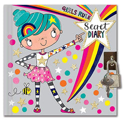 JewelKeeper Rachel Ellen Designs Girl's Rule Secret Diary with Lock and Key, Private Journal