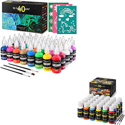 Magicfly 40 Colors 3D Fabric Paint + Magicfly 30 Colors Outdoor Acrylic Paint