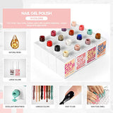 Gel Nail Polish Kit With U V Light, 8pcs Nude Glitter Spring Colors Soak Off Nail Polish Set with 24W Nail Lamp Top Coat Base Coat with Nail Art Decorations Manicure Kit for Valentines Day Girl Gift
