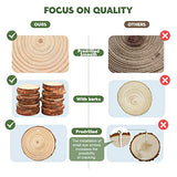 Natural Wood Slices - Wayin 30 Pcs 2.4-2.8 Inches Craft Wood Kit Unfinished Predrilled with Hole Wooden Circles Tree Bark Round Log Discs for Arts Wood Slices Christmas Ornaments DIY Crafts