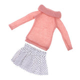 Homyl 1/3 BJD Blythe Licca Doll Fashion Clothing Pink Sweater Short Bust Skirt Set White & Black