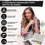 Watercolors Paint Set - Craft Paint Set Includes 48 Colors, 2 Watercolor Brush Pens, 16 Page Paint Pad & No Mess Storage Case - Easy to Mix Vibrant Water Colors for Adult & Kid Use