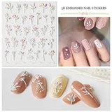 Nail Art Sticker Decals 5D Hollow Exquisite Pattern Nail Art Supplies 4 Sheets Self-Adhesive Luxurious Nail Art Decoration Flower Leaf Butterfly Carving Design DIY Acrylic Nail Art