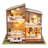WYD DIY Dollhouse Miniature Furniture Three-Story Duplex Loft Villa Model Wooden Dollhouse Kit Dust-Proof and Music Mobile 1:24 Ratio Creative Room Teenager Furniture Birthday Gift (Slow Time)