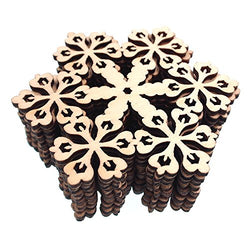 RayLineDo 10pcs Snow Flower Shaped Hollow Design B Wooden Embellishments 80MM With Lanyard for