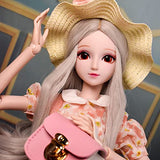 Proudoll 1/3 BJD Doll 60cm 24Inches Ball Jointed SD Dolls Move Joints Action Figures Fashion Girl Frances Hat Wig Blouse Skirt Handbag High Heel