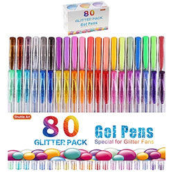 Shuttle Art 80 Colors Glitter Gel Pens, 40 Colors Glitter Gel Pen Set with 40 Refills for Adult