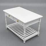 Odoria 1:12 Miniature White Kitchen Table with Storage Shelf and Drawers Dollhouse Furniture Accessories