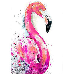 MXJSUA 5D Diamond Painting Kit by Numbers DIY Crystal Rhinestone Arts Craft Picture Supplies for Home Wall Decor,Watercolour Pink Flamingo 12x16inches