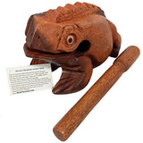 BSIRI Large 6" Wood Frog Guiro Rasp - Musical Instrument Tone Block, Brown, inch (FR06N)