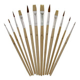 US Art Supply 12 Piece Brush Set with 9 x 12 inch Wood Palette