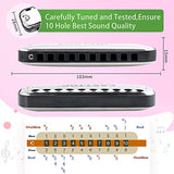 EAST TOP Junior Harmonica,Smoothly Rounded Edge 10 Holes C Key Blues Mouth Organ Harmonica for Kids and Children as Gift,with Fabric Cloth Pouch,Colourful Box, Black