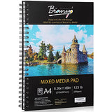 Bianyo Mixed Media Paper Pad, A4 (8.26" X 11.69"), 60 Sheets/Each, 123 LB/200 GSM, Pack of 1 Pad, Spiral-Bound Pad, Ideal for Wet & Dry Media Like Art Marker, Watercolor, Acrylic, Pastel, Pencil