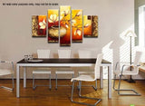 Wieco Art Floral Oil Paintings on Canvas Wall Art Ready to Hang for Living Room Bedroom Home Decorations Large Golden Bottle Elegant Flowers Modern 5 Panels 100% Hand Painted Gallery Wrapped Artwork