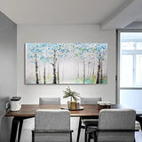 ArtbyHannah Blossom White Flower Blue Birch Canvas Painting Wall Art Textured 3D Hand-Painted Oil Painting