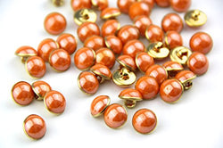 Pack of 50pcs 13mm Orange Pearl Half Resin Dome Cap Copper Base Buttons for Crafting Sewing