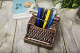 Amoysanli Retro Typewriter Pen Holder Vintage Desk Accssories Unique Cool Gifts for Writer Typewriter Lovers and Secretary Cute Funny Pencil Cups for Office Home School (Bronze)