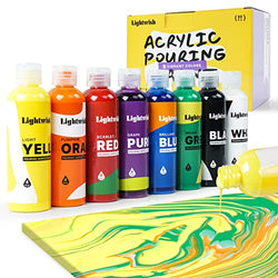 LIGHTWISH Acrylic Pouring Paint, 8 Classic Colors, 4oz./118ml Bottles, Pre-Mixed High Flow Liquid Acrylic Paint for Pouring on Paper, Canvas, Wood, Tiles, Stones, DIY Craft Supplies