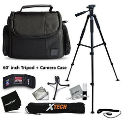 Premium Well Padded Camera CASE / BAG and Full Size 60” inch TRIPOD Accessories KIT for Canon