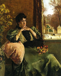 Femme Pensive pres Dune Fenetre by Alfred Stevens - 20" x 25" Premium Canvas Print