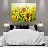 Canvas Wall Art - Sunflowers in Oil Painting Style - Modern Wall Decor Gallery Canvas Wraps Giclee Print Stretched and Framed Ready to Hang - 24" x 36"