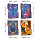 NEWSTARARTS Wolf Diamond Painting Kits for Adults and Kids, Wolf Diamond Art Kits DIY 5D Round Full Drill Gem Art Perfect for Relaxation and Home Wall Decor(4 Pack, 12 x 16 inch) DP202207WOLF