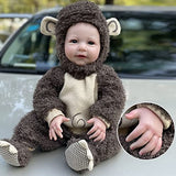 Adolly Hi 20 Inch Lifelike Reborn Baby Doll Silicone Vinyl Newborn Toddlers Dolls Soft Cloth Body Gift Toy for Kids Nd20c04 Dark Brown Lambswool Rompers Name Martin