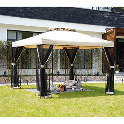 Grand patio 10x10 Feet Outdoor Gazebo Patio Economical Pergolas for Shade Outdoor Tents with Netting for Backyard, Garden, Pool-Side