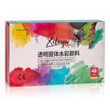 Xileyw watercolor paint set-Includes 48 Assorted Premium Colors - 1 Water Brush - 1 Pinting brush - 1 sponge , for Artist kids portable travel sketch painting
