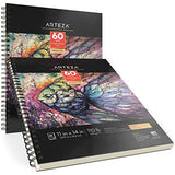 ARTEZA 11x14” Mixed Media Sketch Book, 2 Pack, 110lb/180gsm, 120 Sheets (Acid-Free,