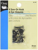 Dritz 93-65 Sew On Hook & Eye Closures Nickel 5/8-Inch, 4-Piece